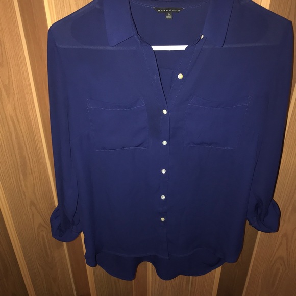 Staccato dark blue button down blouse - Picture 4 of 5